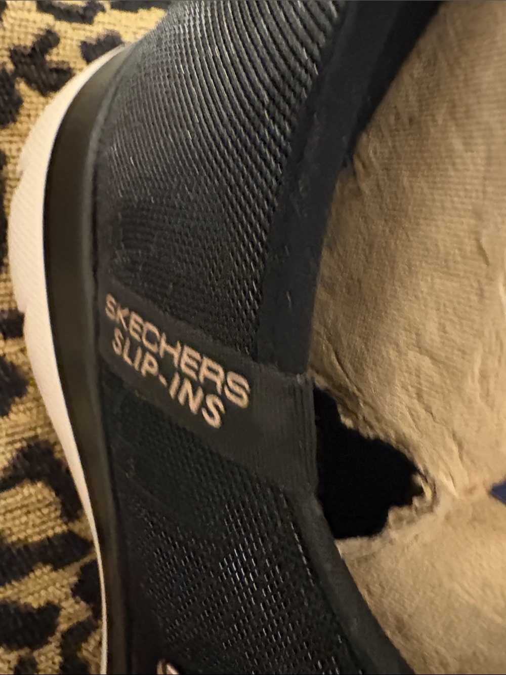 Skechers Women’s Black Slip-On Sneakers with Rose Gold Accents - Picture 3 of 5